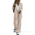 Women's 2023 Fall Two Piece Outfits Blazer Jacket and Wide Leg Pants Pockets Business Casual Suit Sets